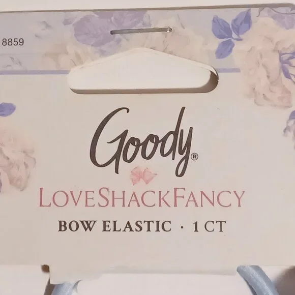 LoveShackFancy X Goody NWT Blue Floral Bow Hair Elastic Coquette Feminine Rococo - Picture 2 of 5